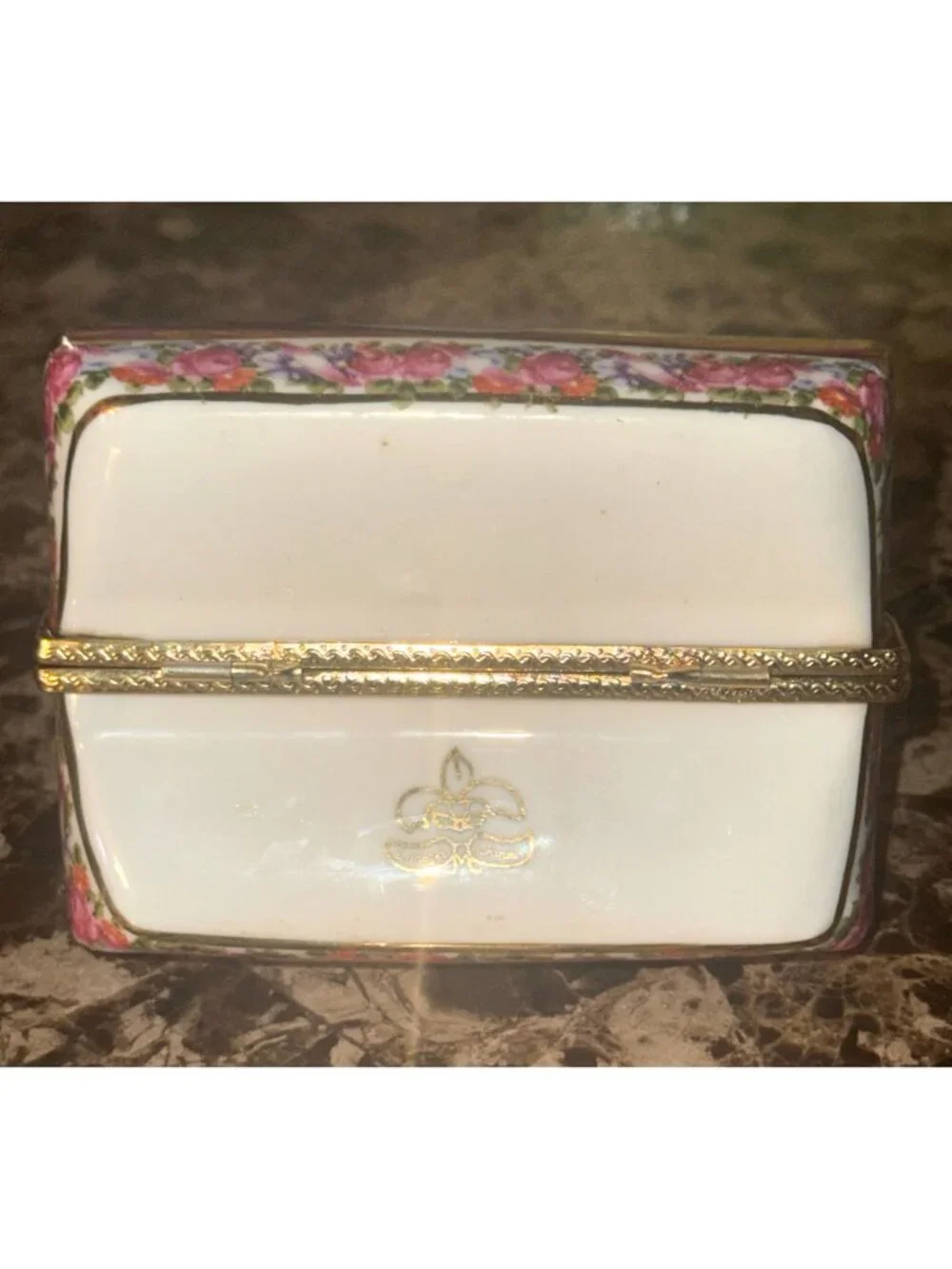 Vintage Limoges China Hand-Painted Porcelain Purse Trinket Box